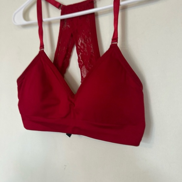 Torrid Curve Seamless Flirt Lace Back Padded No Wire Red Bralette Size 0, Large - Picture 3 of 5